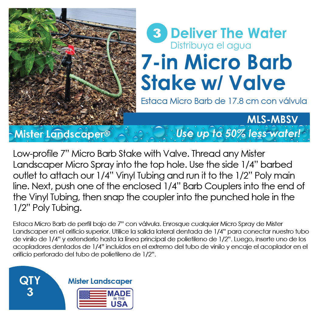 Picture of 7" BLK MICRO BARB STK W/VALVE-3/3 Pack